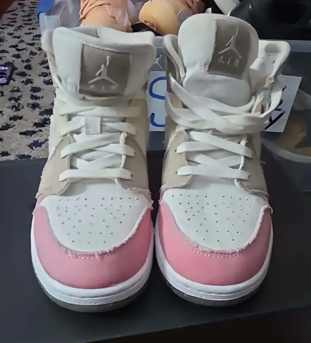 Jordan Air Jordan 1 Mid SE Pastel Grind Size 5.5Y Pink White DJ0338-100